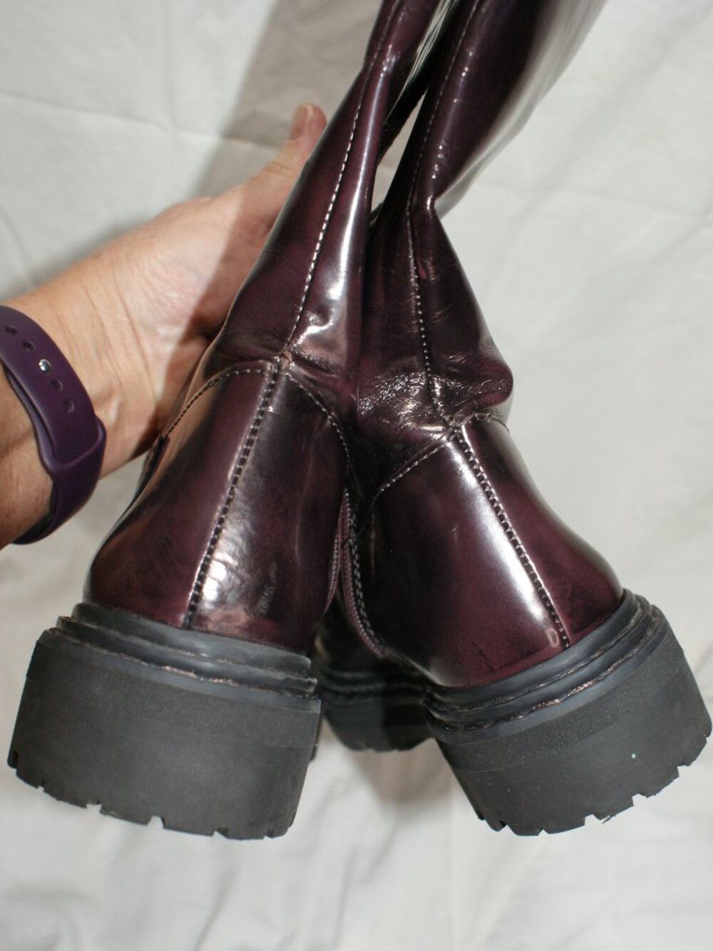 Vince Camuto Wine Leather Lug Sole Tall Boot - 8 - BRAND NEW - Picture 11 of 11